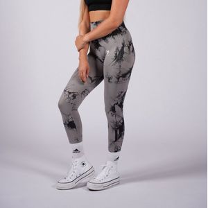 Alpha Gear - Dye Collectie - Seamless Legging Grijs Zwart - Fitness Legging - Yogabroek - Dames Legging - Maat L