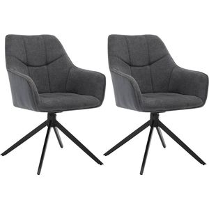 Eetkamerstoelenset - 360° Draaistoel - Gewatteerde Fauteuil - Modern Design - Chenille/Corduroy - 58cm x 86cm x 63,5cm