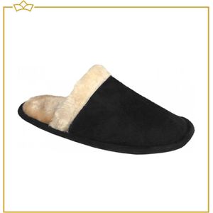 ATTREZZO® Sloffen met warme voering - laag model - Zwart - Maat 44 - pantoffels - Altijd warme voeten!