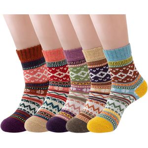 5 Paar Dikke Thermosocken - Wollen Wintersokken Dames - Extra Warm & Ademend - Rekbaar Unisex Model - Antislip Zool