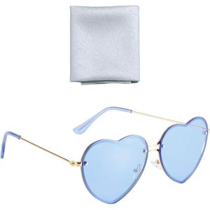 Liefdesbril - Hartvormige Feestbril - Modieuze Dressup-Zonnebril - Blauw - Eén Maat .