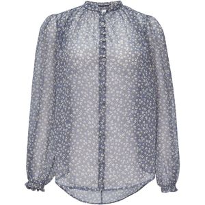 Blouse - Chiffon - Luchtig - Met Pofmouwtjes - Vrouwelijke All-over Print