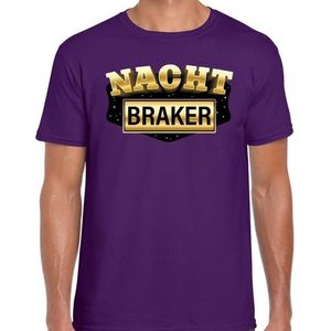 Nachtbraker fun/tekst t-shirt paars voor heren - Verkleden als nachtbraker outfit / carnaval L