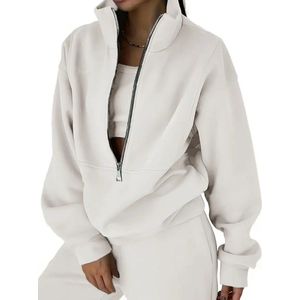 Bovista Joggingpak Dames - Huispak - Trainingspak - Volwassenen - Capuchon - Jogging Pak - Joggingbroeken - Broek - Hoodie - Wit - Maat XL