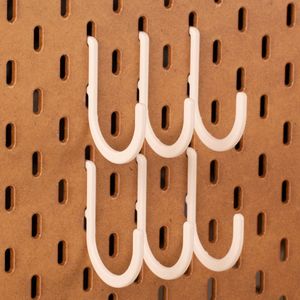 6-pack Ronde haakjes voor Ikea Skadis pegboards - Wit - Large - 45mm dubbel slot