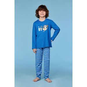 Woody pyjama jongens - kat - blauw - 252-10-PLS-S/879 - maat 92