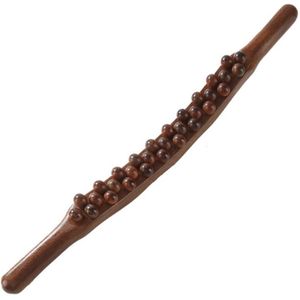 Houten massageapparaat, 31-parels massage-stick, massage-stick, gua sha-stick, geschikt voor het hele lichaam, rugmassage, massief hout.