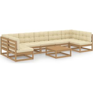 vidaXL Loungeset 8-delig - Honingbruin Grenenhout Loungeset - Tuinset - Houten Lounge - Tuinmeubels - Grenenhout