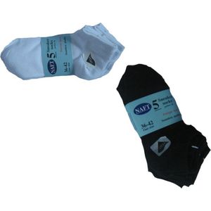 5- paar NAFT sneakersokken wit - 36/42 & 5- paar NAFT sneakersokken zwart - 36/42