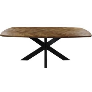 HSM Collection Eettafel Visgraat 240cm Naturel/Zwart Eiken/Metaal