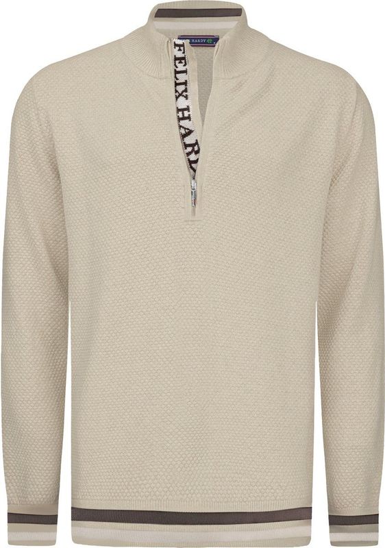 Felix Hardy Trui Met Halve Rits - Sweater - Schipperstrui Met Rits - 100% Katoen Heren Beige - Xl