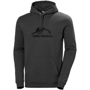 Hoodie - Blauw - Katoen/Polyester - Fjord- en Bergafdrukken