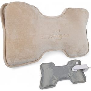 Luxema XL Elektrische Warmtekruik - Met Wasbare Hoes - Draadloos & Extra Groot (41x25 cm) | Handwarmer & Lichaamswarmtekussen - Beige