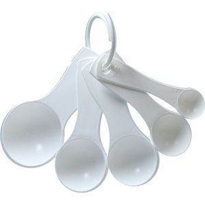Maatlepel set - 5 delig - Plastic lepels - Maatschepjes in verschillende maten - Wit