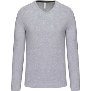 Kariban Herenshirt met lange mouwen en V-hals Oxford Grey - M