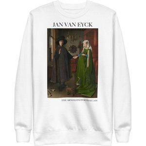 Jan van Eyck 'Het Arnolfini Portret' (""The Arnolfini Portrait"") Beroemd Schilderij Sweatshirt | Unisex Premium Sweatshirt | Wit | M