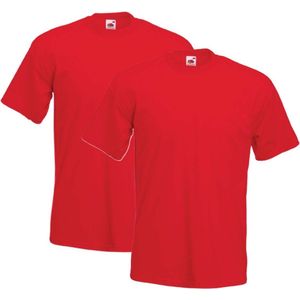 Fruit of the Loom Basics t- 2x -shirt voor heren korte mouwen - rood - 100% katoen t-shirts - Regular fit, maat: 2XL (44/56)