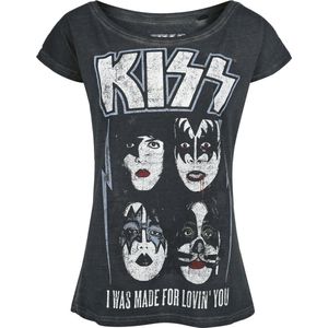 Kiss I Was Made For Lovin' You Dames T-shirt - donkergrijs - S