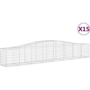 vidaXL - Schanskorven - 15 - st - gewelfd - 400x50x60/80 - cm - gegalvaniseerd - ijzer