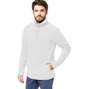 Kariban Fleece trui - wit - halve ritskraag - warme winter sweater - heren - polyester L