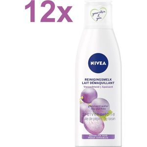NIVEA - Essentials Sensitive - Druivenpitolie - Reinigingsmelk - 12x 200ml - Voordeelverpakking