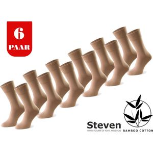 STEVEN - Bamboe Sokken - Multipack 6 Paar - Maat 41-43 - Luxe Heren Sokken - Beige - Voor onder een Pak - MADE in EU