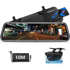 Dashcam - Dashcam voor Auto - Autospiegel - met Achteruitrijcamera - 24cm - 10m Kabel - Touchscreen - Full HD - 1080 p - voor Auto's - 170° Groothoek - Parkeermodus - Loop-Opnamemodus - Supernachtzicht - G-sensor - Zwart