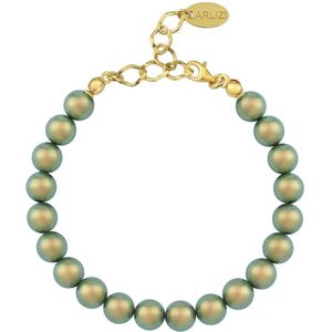 ARLIZI 1133 Parel Armband - Dames - 925 Zilver Verguld - 18 cm - 8 mm - Groen