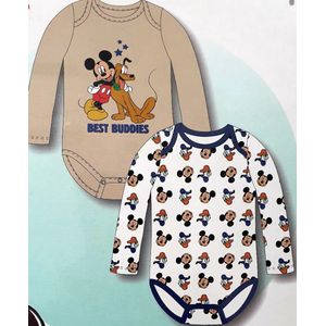 Disney Baby Mickey Mouse,Pluto en Donald Duck Rompers - Maat 74/80 - 2 Stuks
