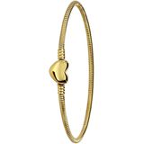 Lucardi - Dames Stalen goldplated armband slang met hart sluiting - Armband - Staal - Goudkleurig - 22 cm