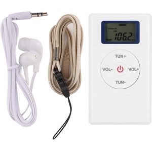 Azomor® Compacte draagbare FM-zakradio met digitale afstemming en hoofdtelefoon
