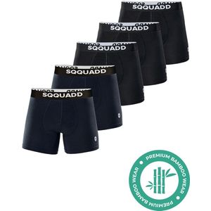 SQQUADD® Bamboe Ondergoed Heren - 5-pack Boxershorts - Maat S - Comfort en Kwaliteit - Voor Mannen - Bamboo - Navy - Zwart