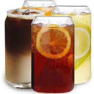 500 ml set longdrinkglazen, cocktailglazen, drinkglazen in blikvorm, dikke coca cola glazen, blikvormig glas voor ijskoffie, milkshakes, bier, smoothies, 500 ml