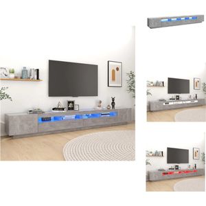 vidaXL TV-meubel Betongrijs 300x35x40 cm - Met LED-verlichting - Inclusief USB-aansluiting - Kast