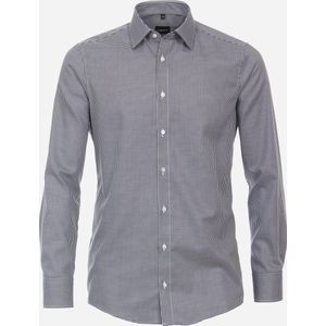 VENTI modern fit overhemd - twill - blauw geruit - Strijkvriendelijk - Boordmaat: 37