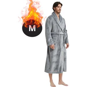 Bovista Badjas Heren - Fleece - Katoen - Badstof - Sauna - Hamam - Wafel - Bathrobe - Duster - Ochtendjas - Kimono - Spa - Grijs M