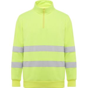Technisch hoog zichtbaar / High Visability sweatershirt met korte rits model Spica Geel maat 2XL
