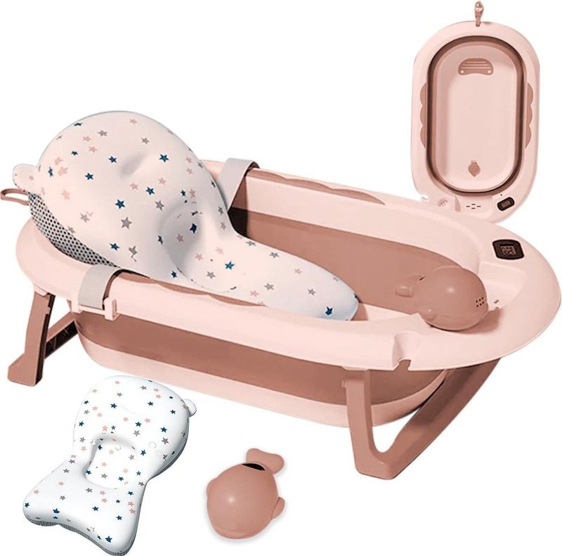 Opvouwbaar Babybadje met Ingebouwde Digitale Thermometer en Antislip Coating
