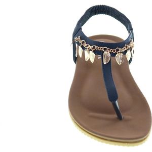 Bohemien Stijl Slippers Met Bedeltjes by Mrchlabel - Donkerblauw - Maat 40