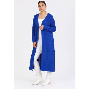 Gebreide Vest voor dames lang | Blauw Damesvest