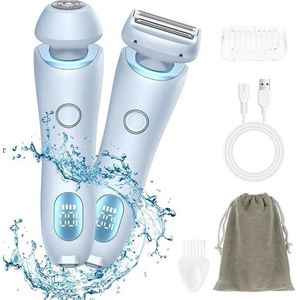 Bikini Trimmer Lady Shaver - Wet and Dry Electric Hair Removal for Women - Wireless Waterproof Facial Razor - Painless Body Grooming