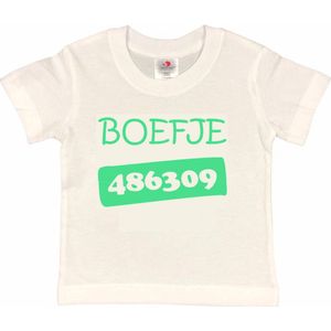 T-shirt Kinderen ""Boefje 486309"" | korte mouw | Wit/mint | maat 86/92 (XXS)