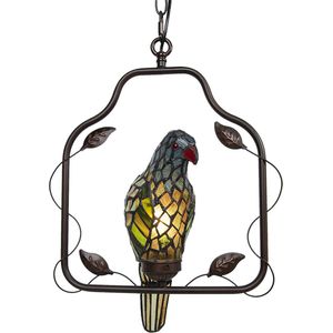 Lumilamp Plafondlamp Tiffany Papegaai Bruin Blauw Metaal