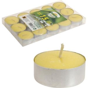 Citronella theelichten - 15x stuks - geel