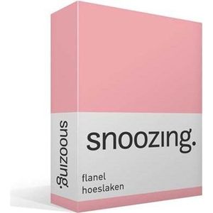 Snoozing - Flanel - Hoeslaken - Lits-jumeaux - 200x220 cm - Roze