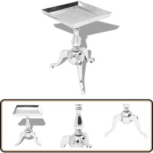 vidaXL Vierkante Aluminium Bijzettafel - Zilver Bijzettafel - Aluminum Tafellaar - Sidetable - Kleine Tafel - Salontafel