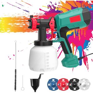 MKSS® Verfpistool - Verfspuiten Electrisch - Verfspuitpistool - Verf Sproeier - Met Reservoir 1200ml - Groen