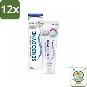 Sensodyne - Tandpasta - Complete Protection + Advanced Whitening - Witte Tanden - 75 ml - Voordeelverpakking - 12 stuks - Gevoelige tanden - Tandglazuur versterken