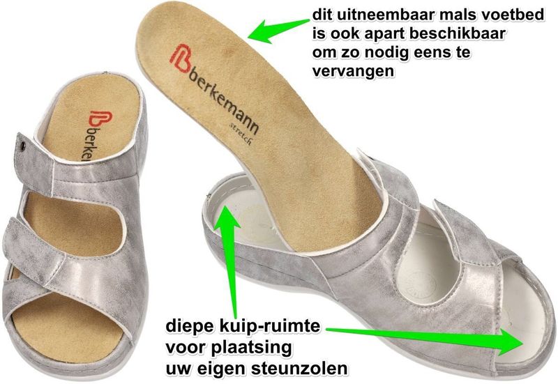 Berkemann - Janna - Slippers - Zilver - Orthopedisch - Hallux Valgus Comfort