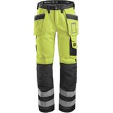 Snickers 3233 High-Vis Broek met Holsterzakken, Klasse 2 - Geel, High Visbility/Gemeleerd Grijs - 52